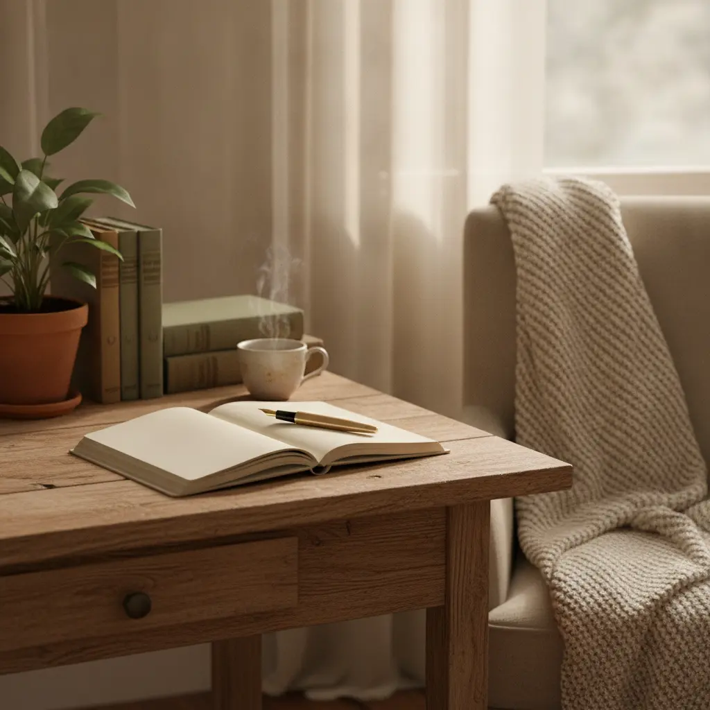 A cozy reading nook with a soft chair and warm light, ready for quiet reflection - Child & Family Development Center in Sherman Oaks