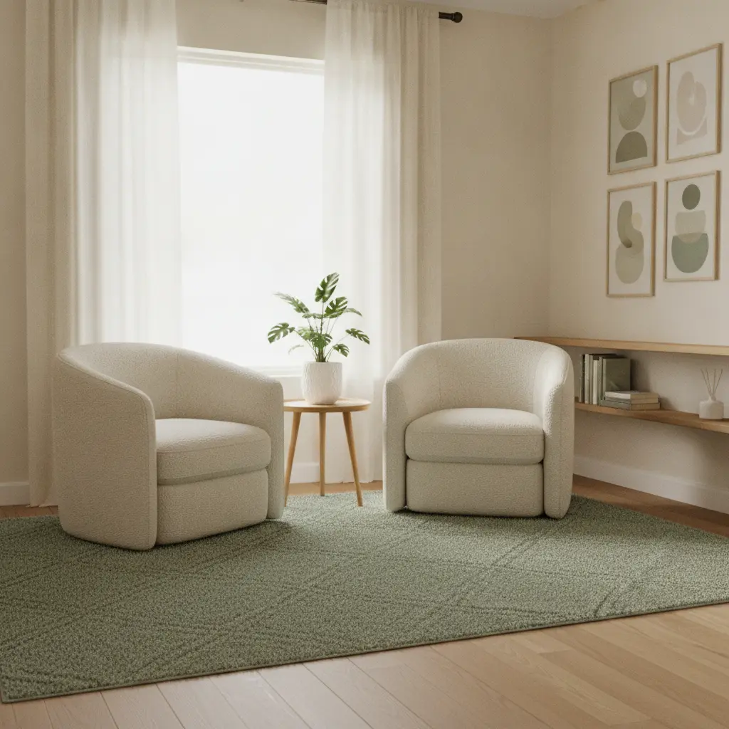 A calm, welcoming therapy room with two comfortable chairs and warm light - Child & Family Development Center in Sherman Oaks